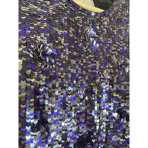 FRENCH CONNECTION Women 2 Holiday Top Sequin Flowerette Sleeveless Party Sparkle - Picture 7 of 13